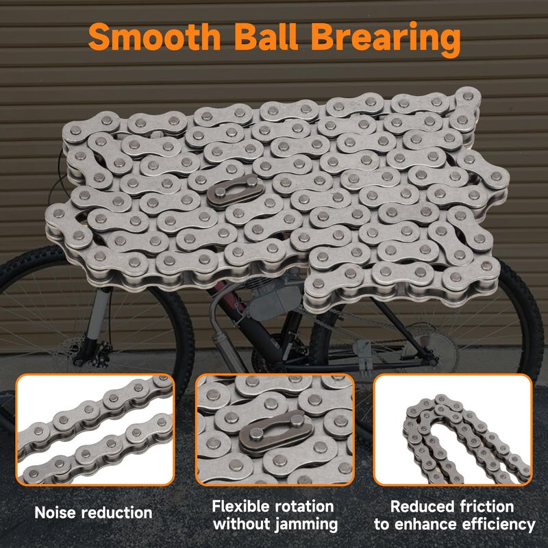 FVRITO 415 Chain 110L Links Compatible with 2 Stroke 49cc 60cc 66cc 80cc Engine Dirt Bike Motorized Bikes, Heavy Duty Chains Kit for Bicycle Motor Motorcycle with Master Link Chain Tensioner Parts - Image 5
